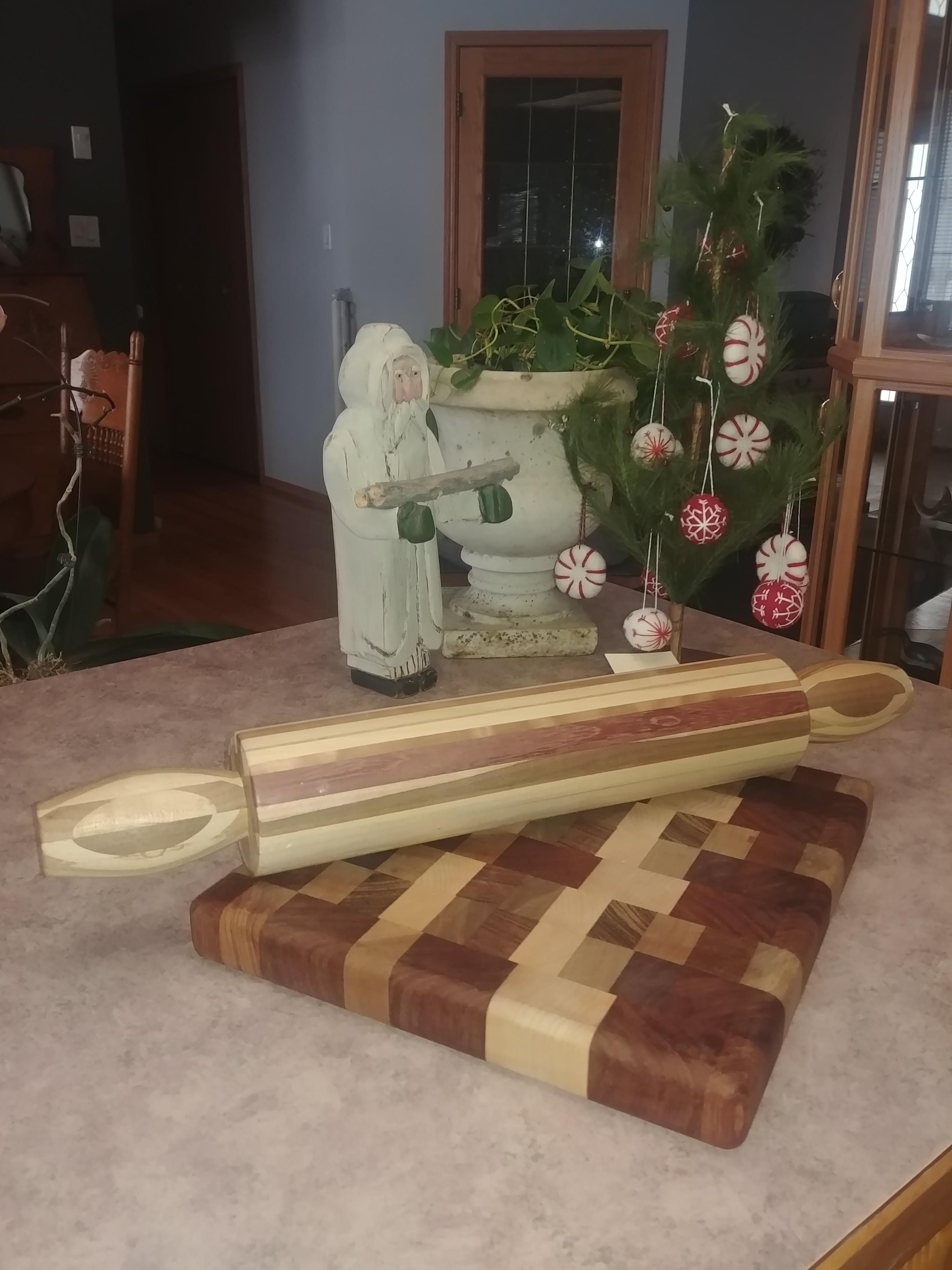 Photo of Handmade Butcher Block Cutting Board & Rolling Pin