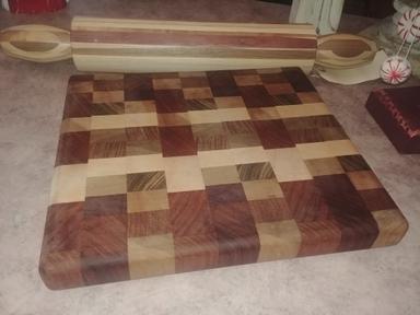 Photo of Handmade Butcher Block Cutting Board & Rolling Pin - 2