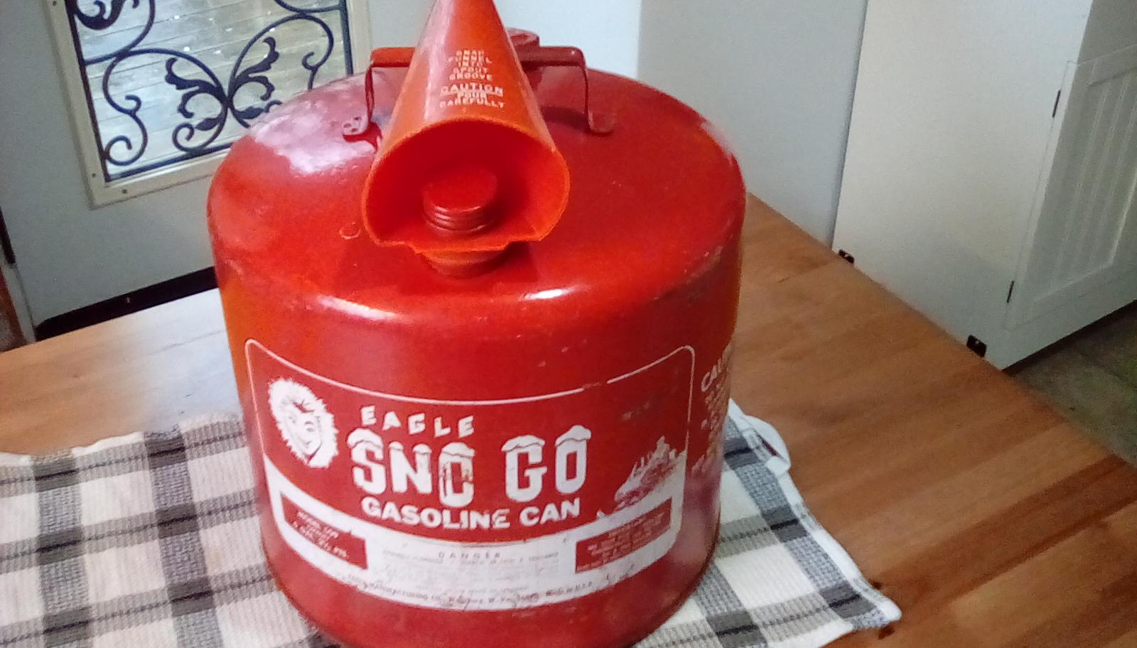 Photo of Vintage Antique Eagle 6 gallon 3.5 pint Sno Go red gas can -very good condition