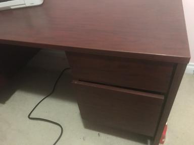 Photo of Four Drawer Desk, Good condition, mahogany finish  - 2