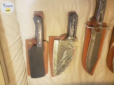 Photo of Hand made DEMASCUS and nitrated Stainless Steel Chef's MEAT CLEVERS ,BOWIE Hunting Knive ,Collector knives all hand made with very nice detailed work, all come with Sheath - 1