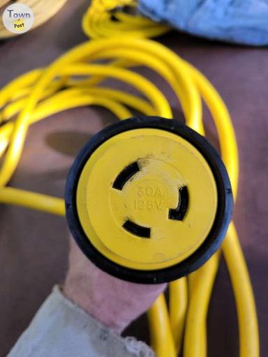 Photo of 50 Amp Shore Power Marinco RV Lighted 50' Power Cord. White. Yellow also available as well as a unlit (LED Indicator)version available as well. (Red LED Power Indicator light) - 1