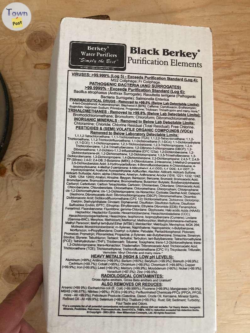 Photo of Black Berkey Element (BB9-2) and Berkey PF-2 Fluoride filters