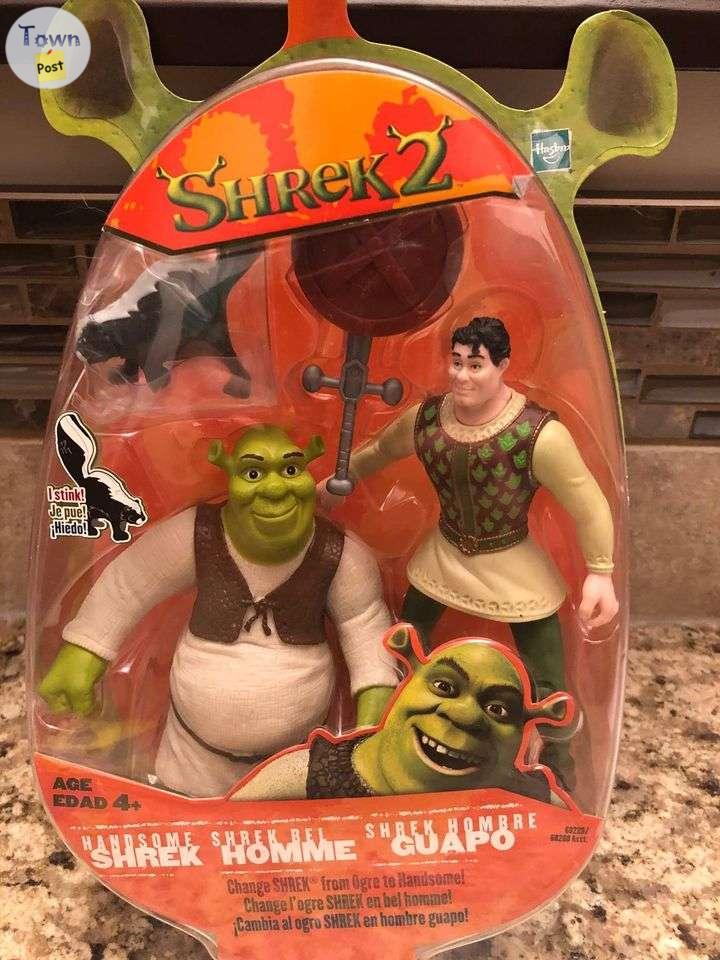 Photo of 2004 Hasbro Shrek 2 Handsome Shrek, Shrek, two pack action figures.