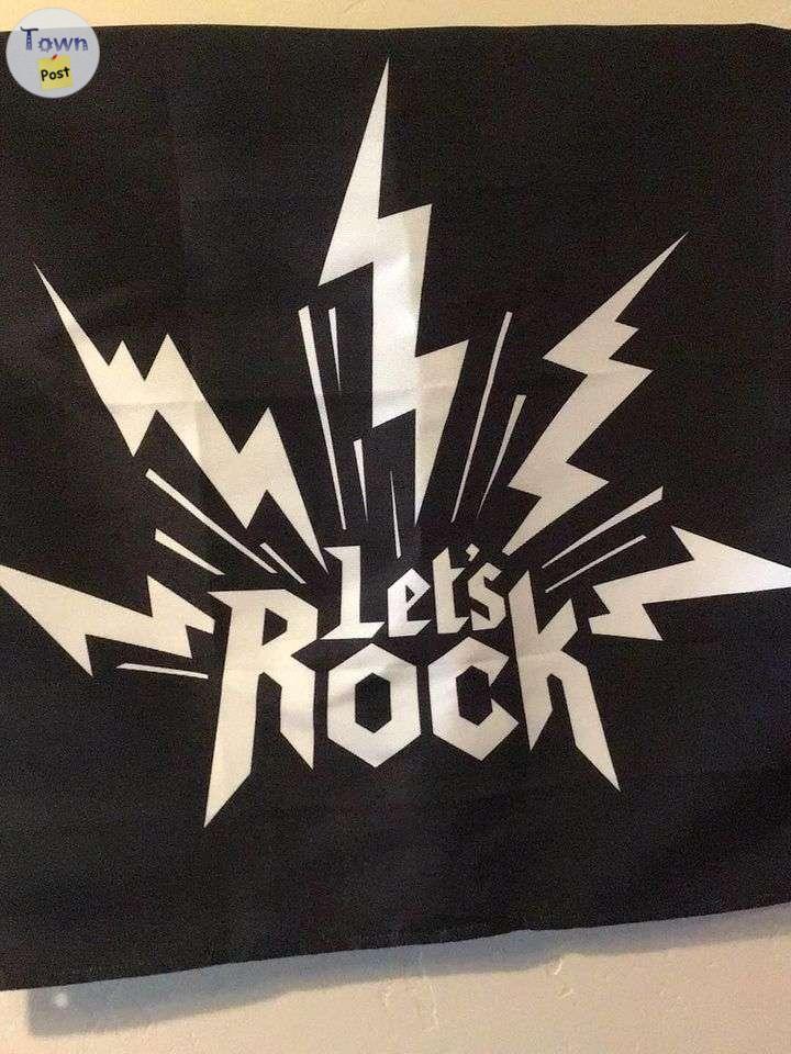 Photo of Let’s Rock 30X 30 inch black and white banner