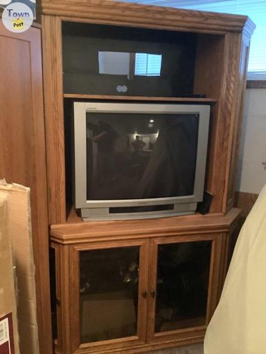 Photo of Solid oak corner Entertainment center.. - 1