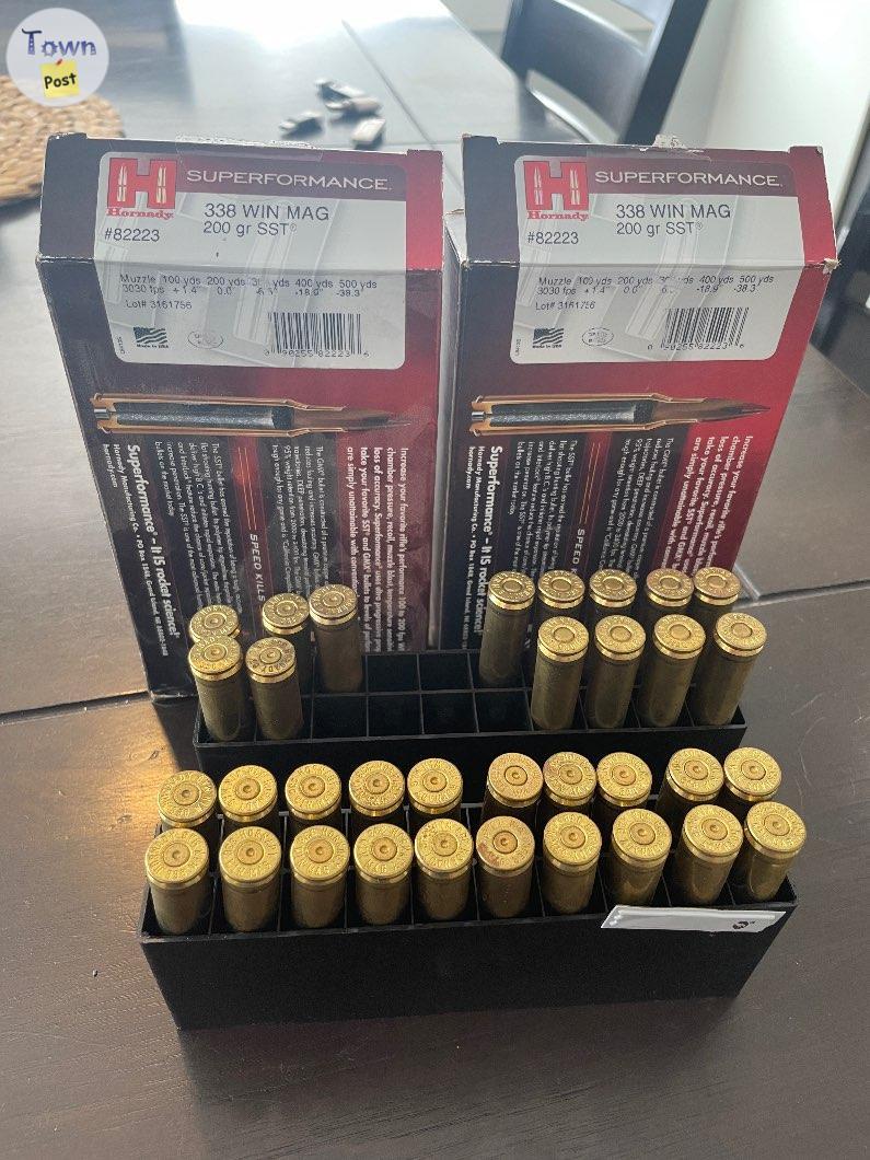 Photo of 338 Win Mag Ammo and Brass