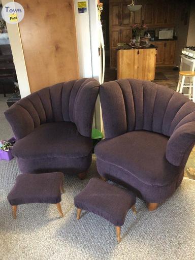 Photo of Burgundy settee with two matching chairs Next to n - 2