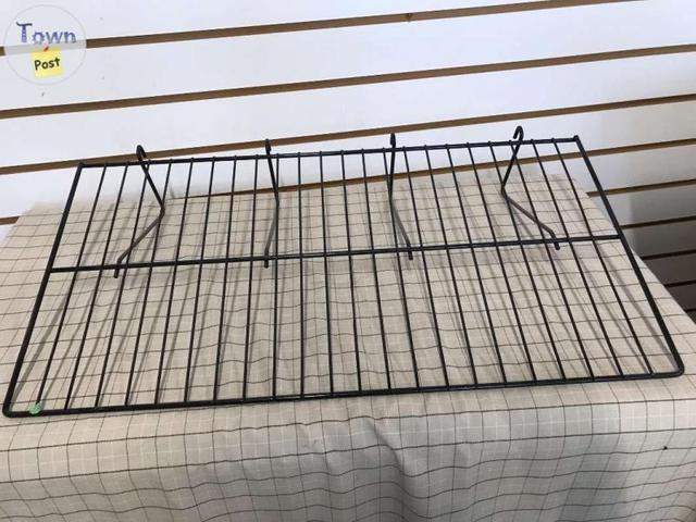 Photo of Black/Grey Straight Gridwall Wire Shelf Retail Fixture Display 