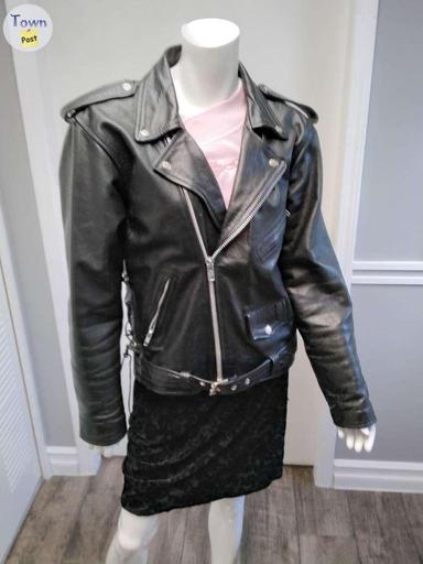 Photo of Vintage Hi End Black Leath Biker Jacket Adult Small - 1