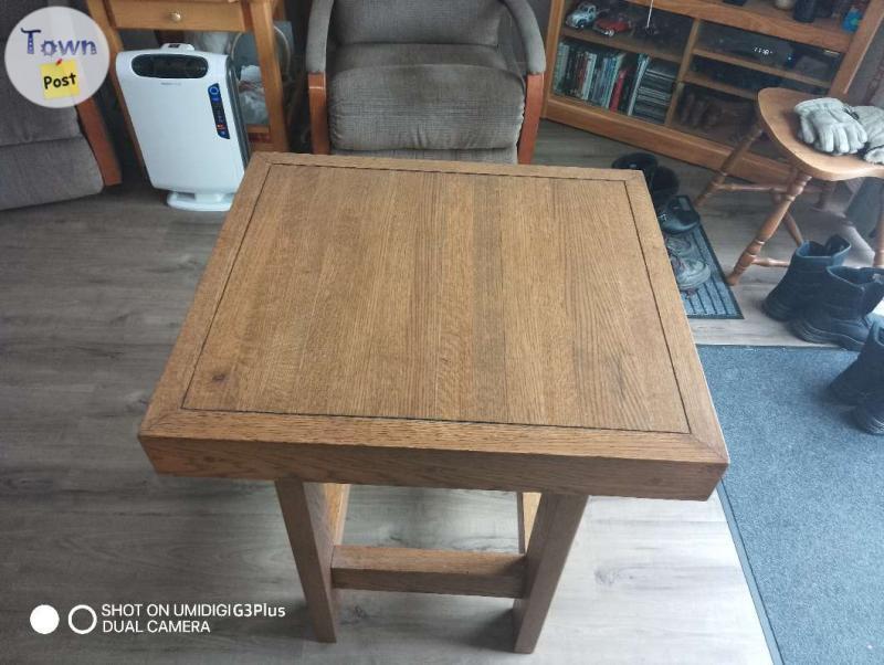 Photo of Butcher block table.