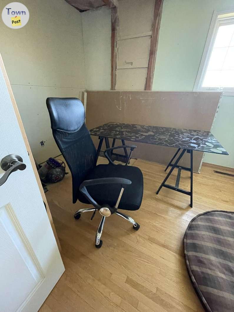 Photo of Glass Top Desk and office chair