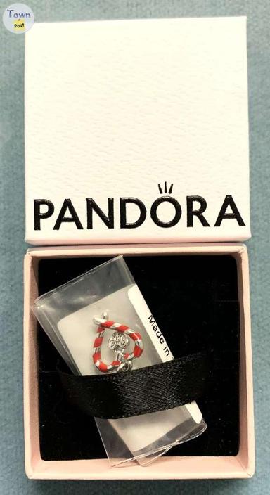 Photo of PANDORA DOUBLE CANDY CANE HEART CHRISTMAS DANGLE CHARM - 1