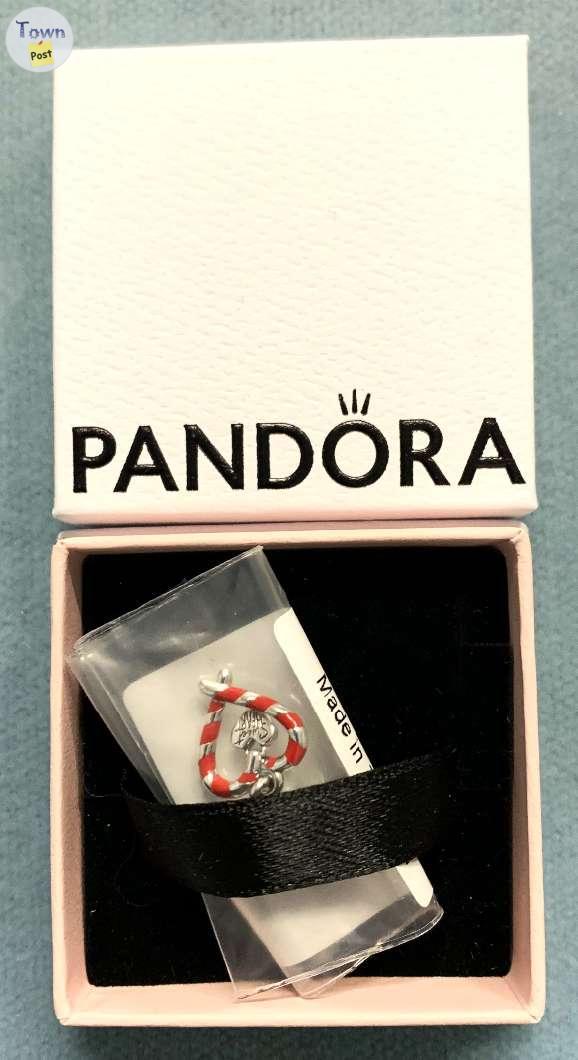 Photo of PANDORA DOUBLE CANDY CANE HEART CHRISTMAS DANGLE CHARM