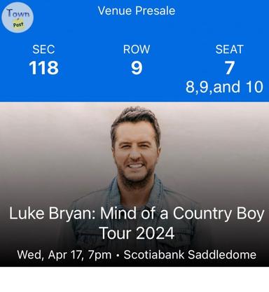 Photo of 4 Luke Bryan Tickets - 1