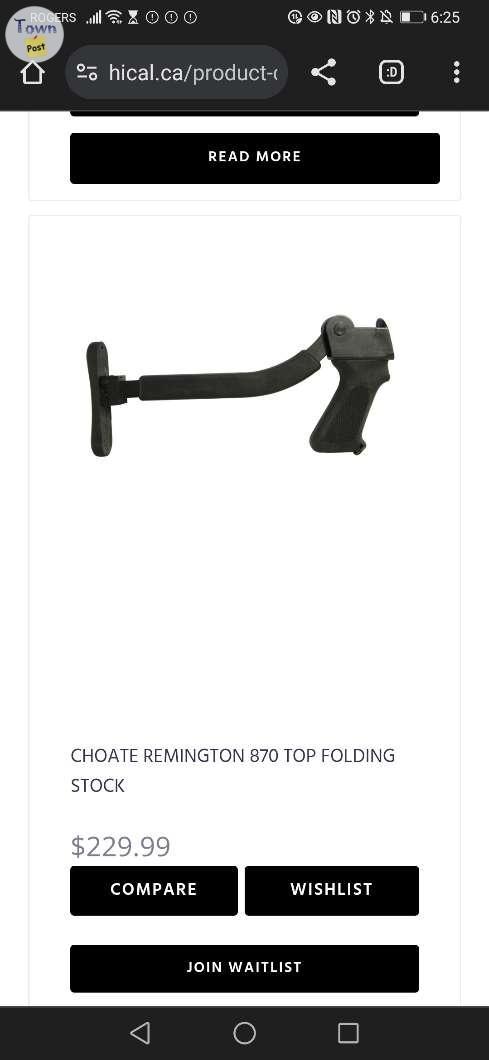 Photo of Choate Tool Corp 870 top folding stock. 