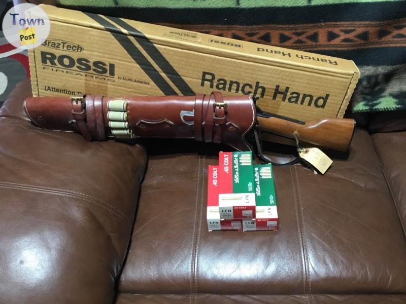 Photo of Rossi mares leg 45 long colt,scabbard and two an half box shells