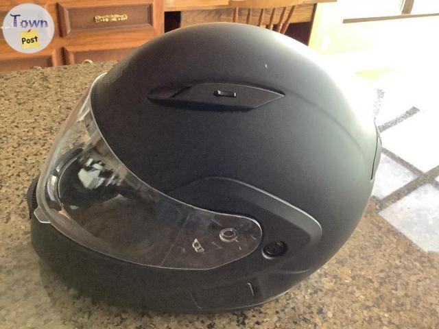 Photo of Motorcycle helmet with visor and jaw guard