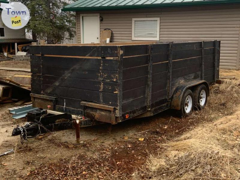 Photo of 16 foot flat deck car hauler with removable sides