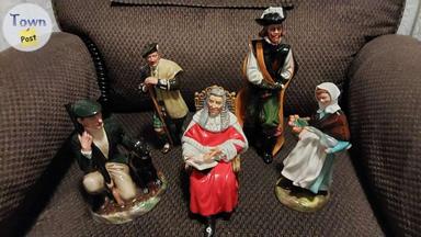 Photo of 5 Royal Doulton figurines, Judge, Gamekeeper, Cavalier (SOLD), Laird, Stitch in Time, Country Lass, Made in England, $60 & up - 1