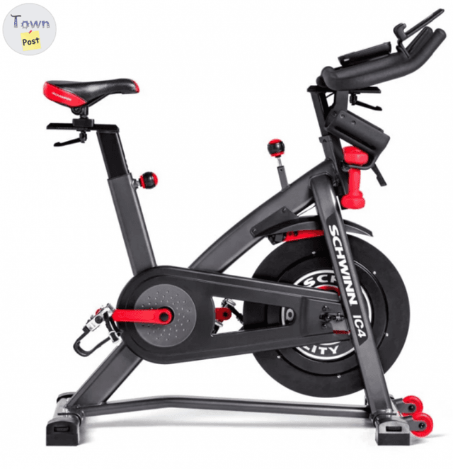 Photo of New!! Schwinn IC4 Spin Bike, Matt, Weights, and Heart Monitor