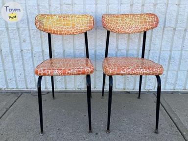 Photo of 2 Retro Curved Back Kitchen Chairs Orange (Original, Used) in Camrose - 1