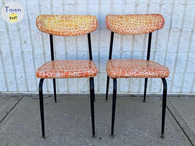 Photo of 2 Retro Curved Back Kitchen Chairs Orange (Original, Used) in Camrose