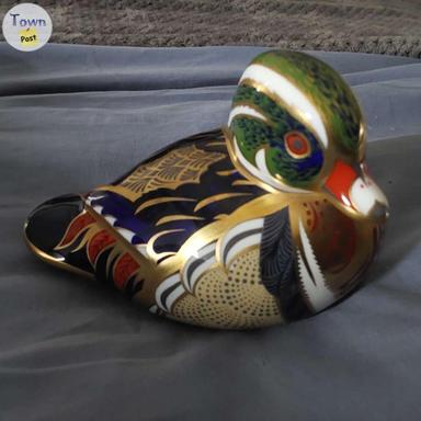 Photo of Royal Crown Derby duck paperweights, 22k gold swimming, teal, caroline with stoppers - 2