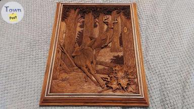 Photo of Canadian Kim Murray Vintage Running Deer Faux Wood Carving  - 1