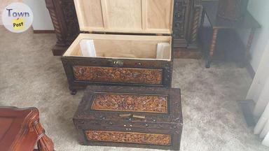 Photo of Two vintage ornate nesting wooden chests, never used! - 1