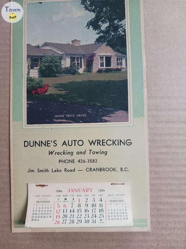 Photo of VINTAGE CALENDAR FROM CRANBROOK, BC 1964 - 1