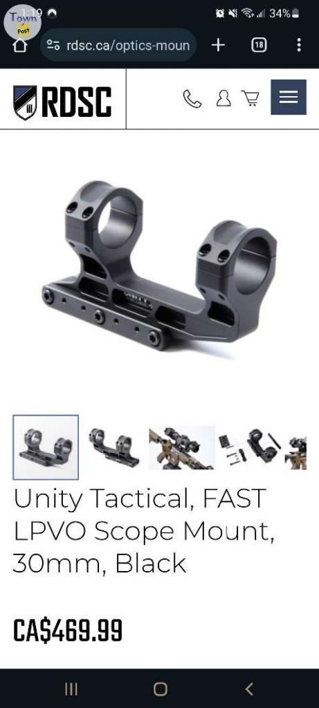 Photo of Unity Tactical, FAST LPVO Scope Mount 34mm, Black