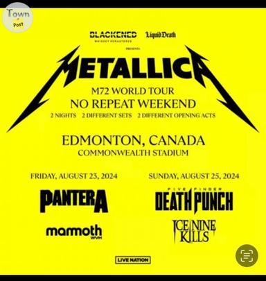 Photo of Metallica ticket swap - 2