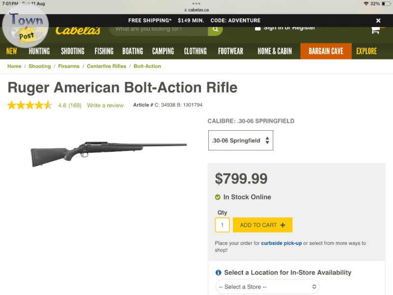 Photo of Ruger American Bolt action rifle 30-06