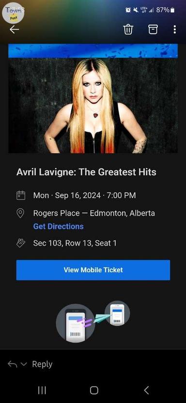 Photo of 1 ticket to Avril Lavigne - 1