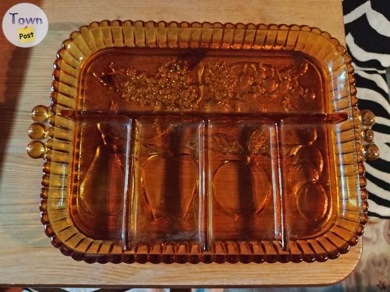 Photo of Vintage Indiana Amber carnival glass tray