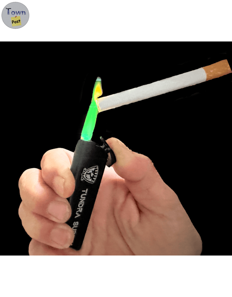 Photo of Tundra Butane Lighter, Black - Refillable with Green Flame