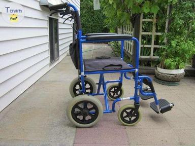 Photo of INVACARE BLUE "GREAT BIG WHEEL" TRANSPORT WHEELCHAIR FOR SALE - 1