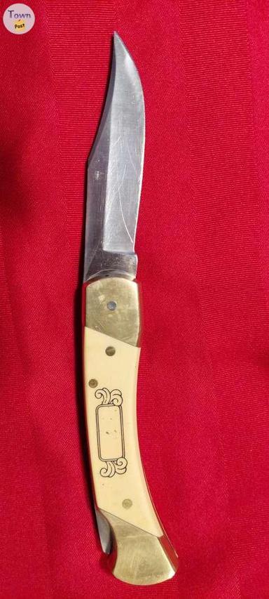 Photo of VINTAGE SCHRADE SC507 SCRIMSHAW RAM FOLDING LOCKBACK POCKET KNIFE  - 2