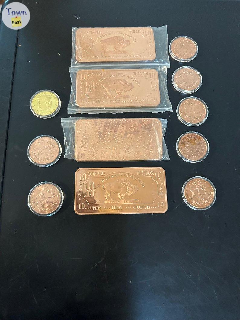 Photo of Copper collected coins and bars 