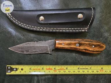 Photo of Damascus Knives w/ Black Leather Sheath  - 2