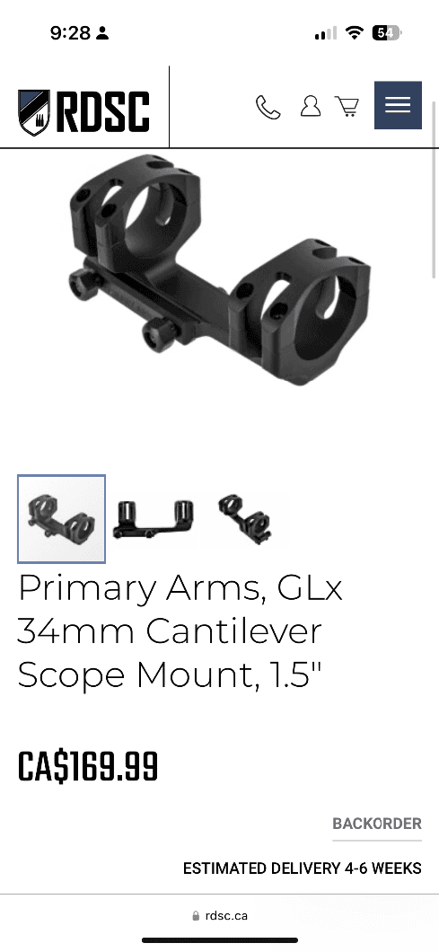 Photo of Primary Arms, GLx 34mm Cantilever Scope Mount, 1.5